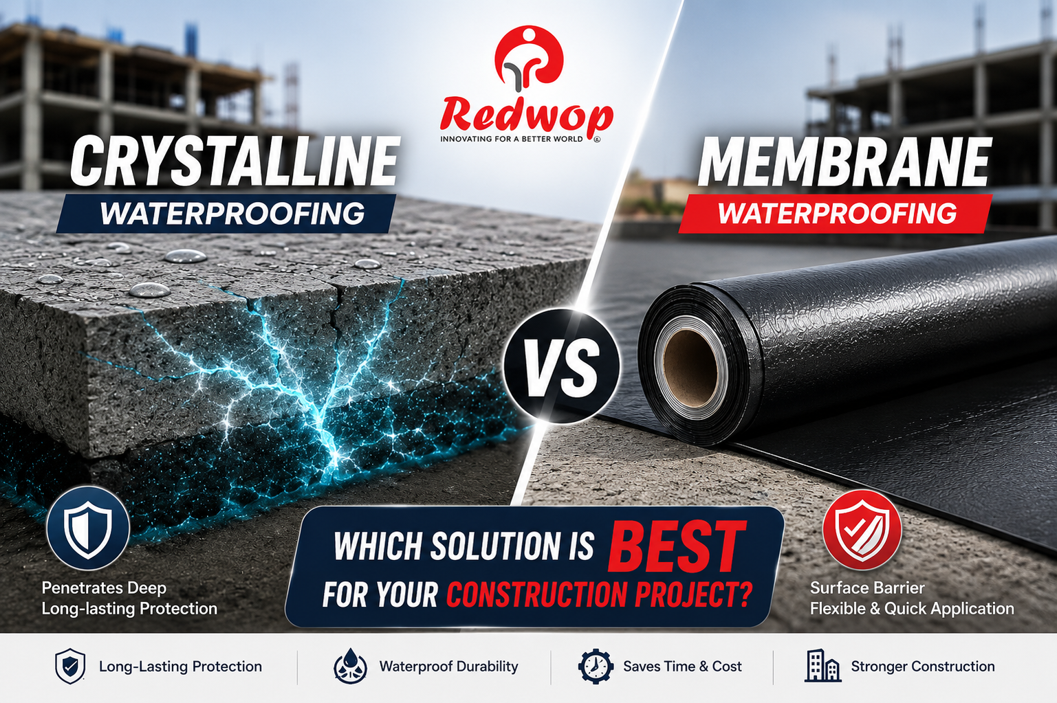 Crystalline vs Membrane Waterproofing